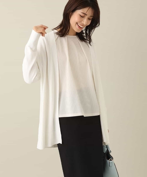 a.v.v（アーヴェヴェ）の「【UVカット】さらさらタッチミドル丈トッパーカーディガン（カーディガン/ボレロ・レディース・ブラック/ホワイト/ライトグレー・40/42/38/34/36）」の2枚目の写真