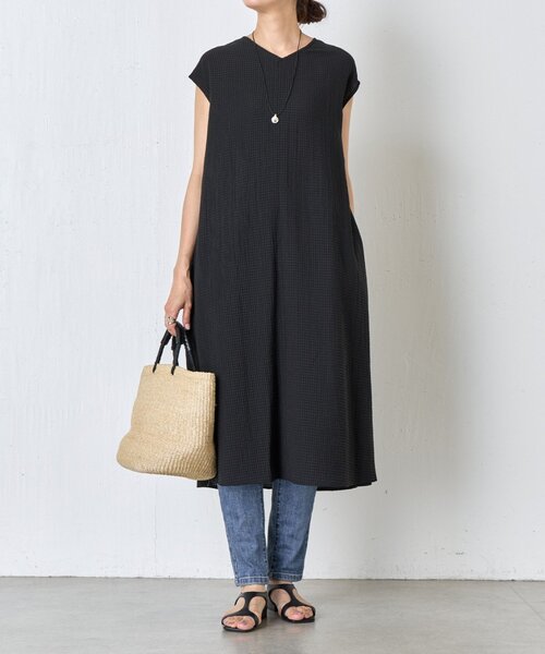 【美品】BEARDSLEY ビアズリー　リネン混 サッカーワンピース セール】サッカーチェックワンピース（ワンピース）｜BEARDSLEY