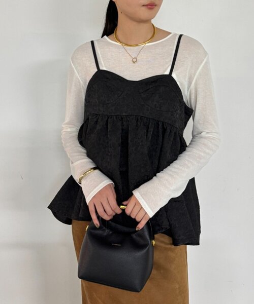 LOUNGEDRESS（ラウンジドレス）の「シアーコンパクトロンT（Tシャツ/カットソー・レディース・ライトベージュ/ブラック/オフホワイト・FREE）」の2枚目の写真