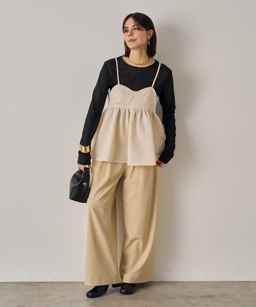 LOUNGEDRESS（ラウンジドレス）の「シアーコンパクトロンT（Tシャツ/カットソー・レディース・ライトベージュ/ブラック/オフホワイト・FREE）」の22枚目の写真