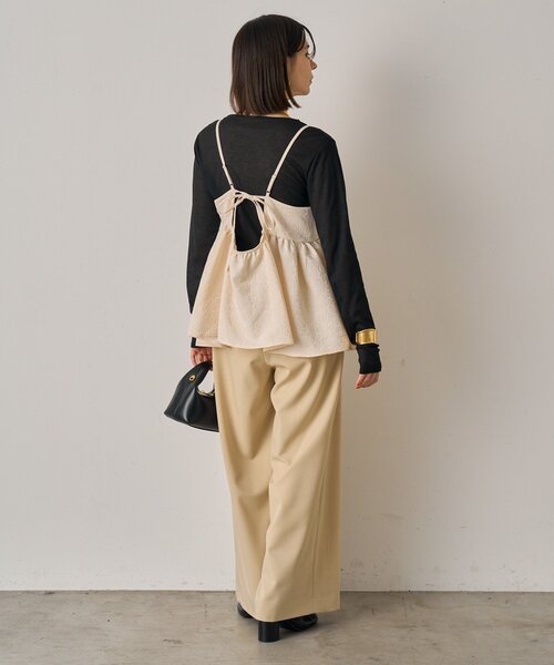 LOUNGEDRESS（ラウンジドレス）の「シアーコンパクトロンT（Tシャツ/カットソー・レディース・ライトベージュ/ブラック/オフホワイト・FREE）」の20枚目の写真