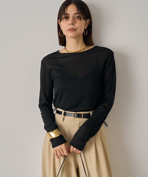 LOUNGEDRESS（ラウンジドレス）の「シアーコンパクトロンT（Tシャツ/カットソー・レディース・ライトベージュ/ブラック/オフホワイト・FREE）」の18枚目の写真