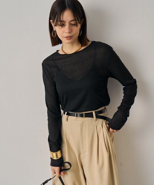 LOUNGEDRESS（ラウンジドレス）の「シアーコンパクトロンT（Tシャツ/カットソー・レディース・ライトベージュ/ブラック/オフホワイト・FREE）」の17枚目の写真