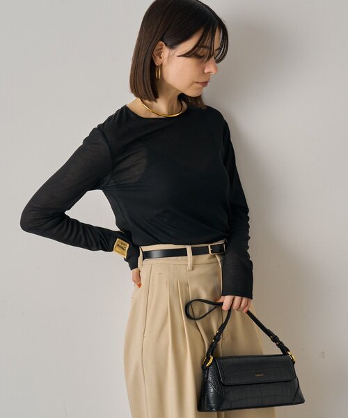 LOUNGEDRESS（ラウンジドレス）の「シアーコンパクトロンT（Tシャツ/カットソー・レディース・ライトベージュ/ブラック/オフホワイト・FREE）」の14枚目の写真