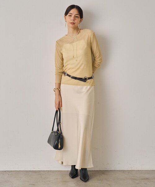 LOUNGEDRESS（ラウンジドレス）の「シアーコンパクトロンT（Tシャツ/カットソー・レディース・ライトベージュ/ブラック/オフホワイト・FREE）」の13枚目の写真