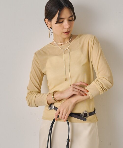 LOUNGEDRESS（ラウンジドレス）の「シアーコンパクトロンT（Tシャツ/カットソー・レディース・ライトベージュ/ブラック/オフホワイト・FREE）」の8枚目の写真