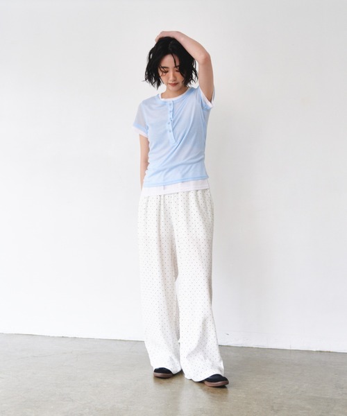 PT01 ホワイト スラックス cinema damare コットン セール】リラクシードットパンツ（スラックス）｜FMiBL
