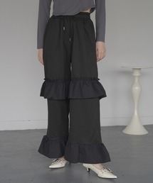 Frill wide easy sweat jersey pants / フリルワイドイージースウェットジャージパンツ