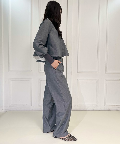 FLUMOR(フラマー)の「ツイルジャージータックパンツ【セットアップ対応】【入卒式】【オケージョン】(スラックス・レディース・ブラック/グレー・38)」の5枚目の写真