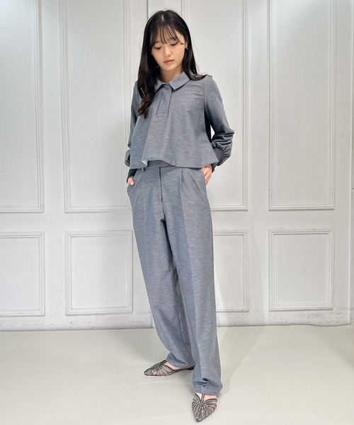 FLUMOR(フラマー)の「ツイルジャージータックパンツ【セットアップ対応】【入卒式】【オケージョン】(スラックス・レディース・ブラック/グレー・38)」の3枚目の写真