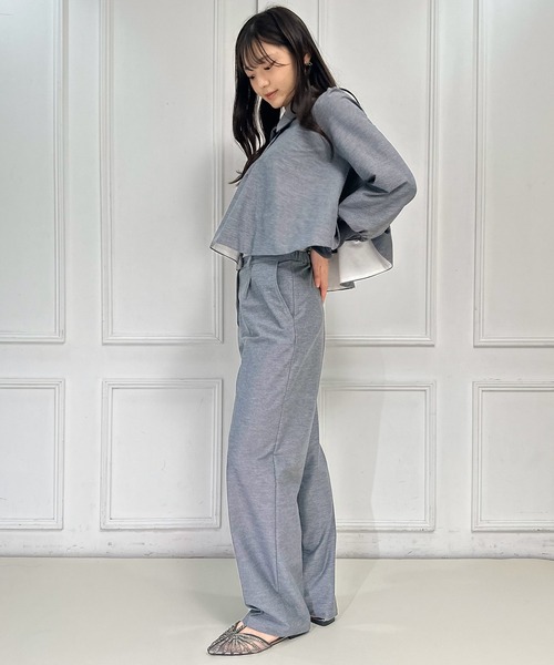 FLUMOR(フラマー)の「ツイルジャージータックパンツ【セットアップ対応】【入卒式】【オケージョン】(スラックス・レディース・ブラック/グレー・38)」の4枚目の写真