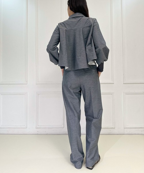 FLUMOR(フラマー)の「ツイルジャージータックパンツ【セットアップ対応】【入卒式】【オケージョン】(スラックス・レディース・ブラック/グレー・38)」の7枚目の写真