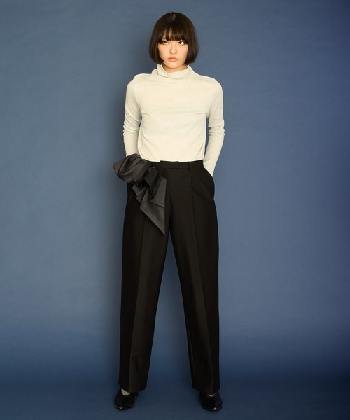 FLUMOR(フラマー)の「ツイルジャージータックパンツ【セットアップ対応】【入卒式】【オケージョン】(スラックス・レディース・ブラック/グレー・38)」の19枚目の写真