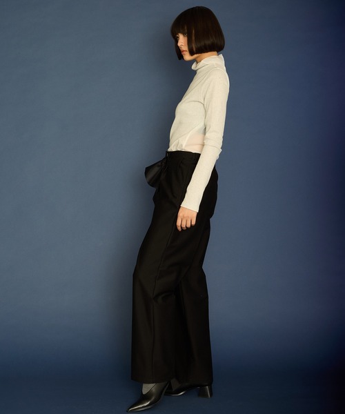 FLUMOR(フラマー)の「ツイルジャージータックパンツ【セットアップ対応】【入卒式】【オケージョン】(スラックス・レディース・ブラック/グレー・38)」の22枚目の写真