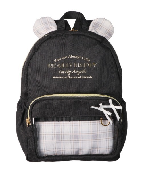 Kids Foret(キッズフォーレ)の「くま耳付き推し活リュック(バックパック/リュック・キッズ・ブラック/ラベンダー・M/L)」の16枚目の写真