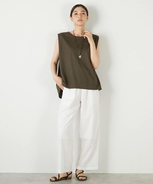 MELROSE claire（メルローズ クレール）の「【ナノキャラメルフレアーシルエットノースリーブプル】（Tシャツ/カットソー・レディース・ベージュ/ネイビー/カーキ・FREE）」の20枚目の写真