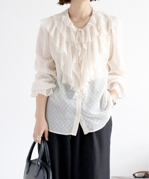 cepo | ドットジャガード シアーフリルシャツブラウス(シャツ/ブラウス)