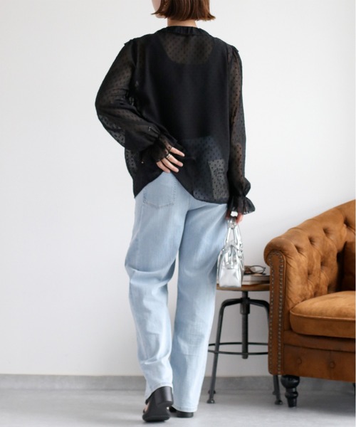 cepo（セポ）の「ドットジャガード シアーフリルシャツブラウス（シャツ/ブラウス・レディース・ブラック/オフホワイト・M）」の17枚目の写真