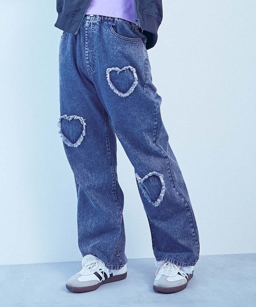 chum】ハート刺繍 着映え デニムパンツ（デニムパンツ）｜chum by