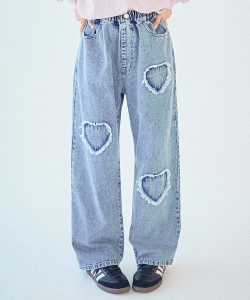 chum】ハート刺繍 着映え デニムパンツ（デニムパンツ）｜chum