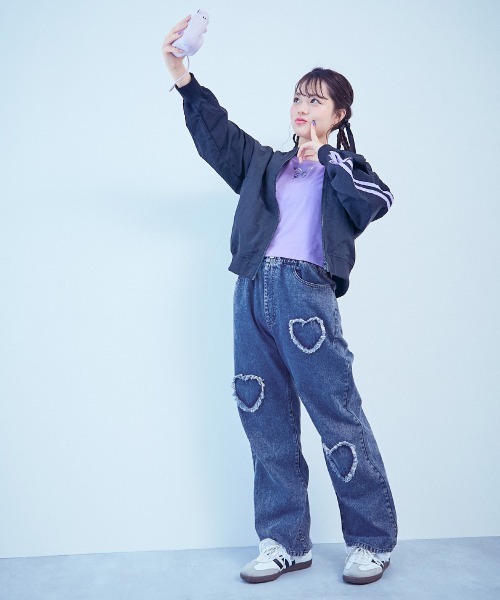 chum】ハート刺繍 着映え デニムパンツ（デニムパンツ）｜chum by