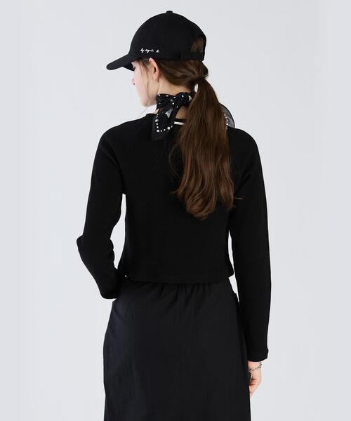 To b. by agnes b.（トゥービーバイアニエスベー）の「ワッフル コンパクト ロングスリーブ カーディガン（カーディガン/ボレロ・レディース・ブラック・40/38）」の6枚目の写真