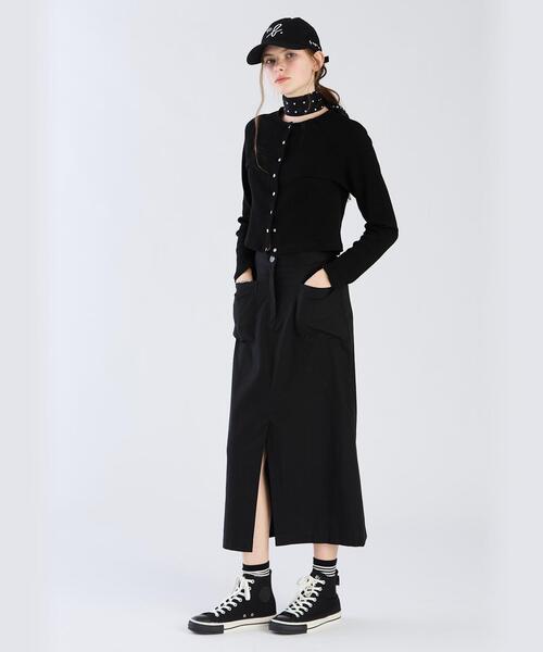 To b. by agnes b.（トゥービーバイアニエスベー）の「ワッフル コンパクト ロングスリーブ カーディガン（カーディガン/ボレロ・レディース・ブラック・40/38）」の5枚目の写真