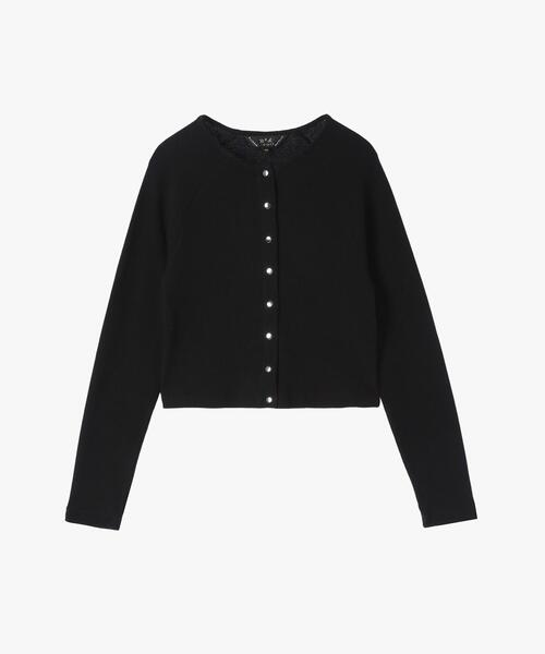 To b. by agnes b.（トゥービーバイアニエスベー）の「ワッフル コンパクト ロングスリーブ カーディガン（カーディガン/ボレロ・レディース・ブラック・40/38）」の3枚目の写真