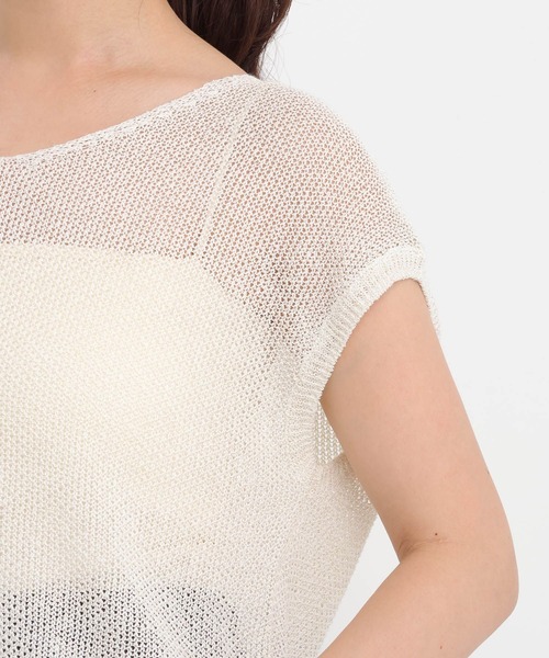 Andemiu（アンデミュウ）の「リネンコンフレンチスリーブニット577905（ニット/セーター・レディース・ブラック/オフホワイト/ベージュ/レッド・FREE）」の13枚目の写真