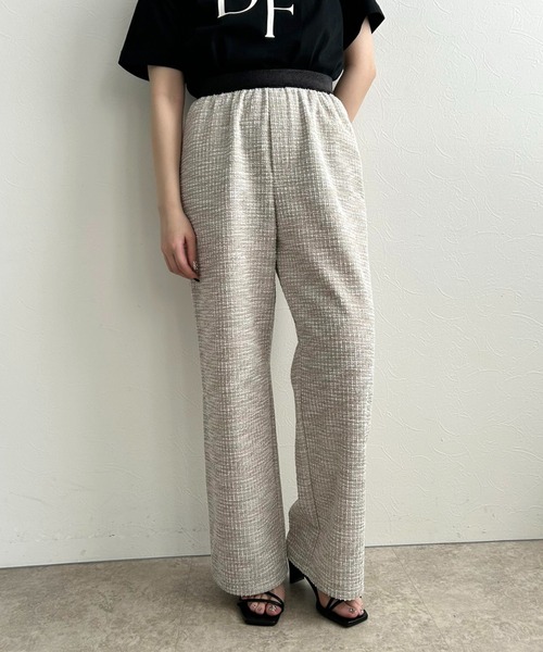 LHELBIE(レルビエ)の「カットツイードパンツ(その他パンツ・レディース・グリーン/ライトベージュ/ブラック・M)」の3枚目の写真