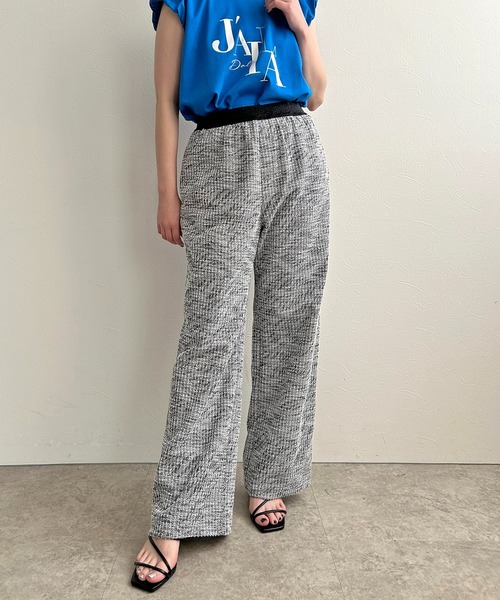 LHELBIE(レルビエ)の「カットツイードパンツ(その他パンツ・レディース・グリーン/ライトベージュ/ブラック・M)」の6枚目の写真