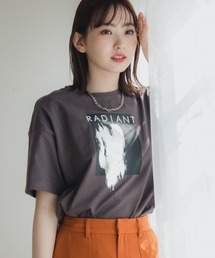 高身長 綿100%スクエアプリント箔Tシャツ(トールサイズ)Essenave
