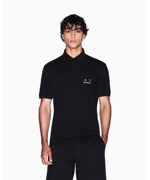 ARMANI EXCHANGE(アルマーニエクスチェンジ)の「【A|X アルマーニ エクスチェンジ】<オンライン限定>ゴールドロゴ 半袖ポロシャツ/REGULAR(ポロシャツ・メンズ・ブラック・LARGE/MEDIUM/SMALL/X-LARGE/X-SMALL)」の1枚目の写真