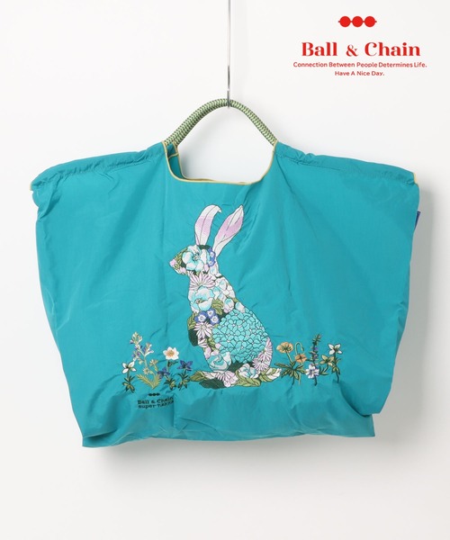 SUPER HAKKA×Ball＆Chain 花うさぎ刺繍トートバッグ（L