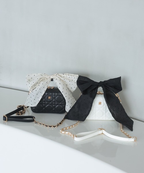 NICE CLAUP リボンつきミニスクエアバック Mode Ribbon Collection】リボンつきミニスクエアバッグ | one