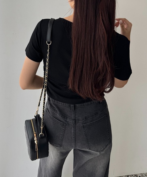 one after another NICE CLAUP（ワンアフターアナザーナイスクラップ）の「【Mode Ribbon Collection】リボン×キルティングミニスクエアバッグ（ショルダーバッグ・レディース・ホワイト/ブラック・FREE）」の7枚目の写真