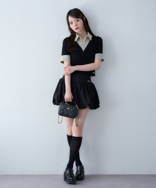 one after another NICE CLAUP（ワンアフターアナザーナイスクラップ）の「【Mode Ribbon Collection】リボン×キルティングミニスクエアバッグ（ショルダーバッグ・レディース・ホワイト/ブラック・FREE）」の14枚目の写真