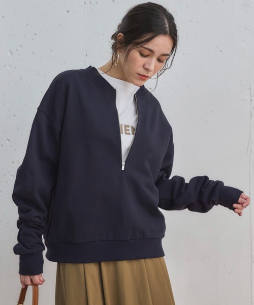 Doux archives（ドゥアルシーヴ）の「USコットンハーフZIPプルオーバー（Tシャツ/カットソー・レディース・グレー/アイボリー/ブラウン/ネイビー・38）」の4枚目の写真