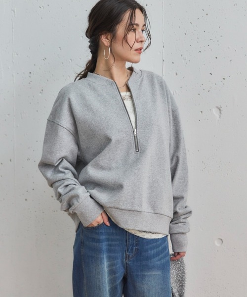 Doux archives（ドゥアルシーヴ）の「USコットンハーフZIPプルオーバー（Tシャツ/カットソー・レディース・グレー/アイボリー/ブラウン/ネイビー・38）」の2枚目の写真