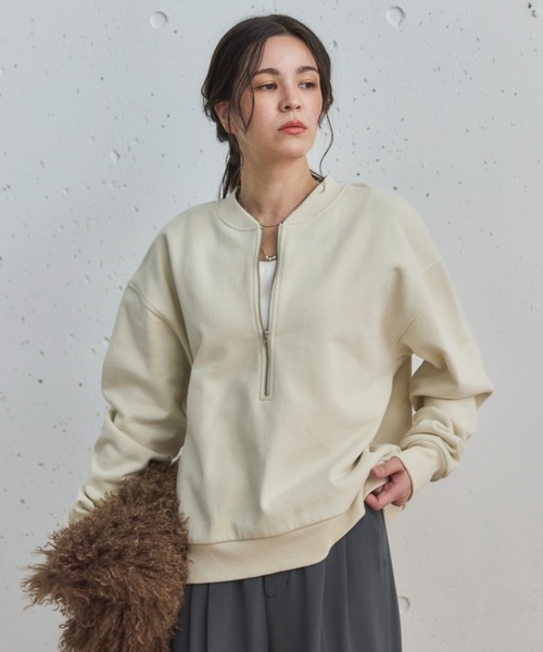 Doux archives（ドゥアルシーヴ）の「USコットンハーフZIPプルオーバー（Tシャツ/カットソー・レディース・グレー/アイボリー/ブラウン/ネイビー・38）」の5枚目の写真