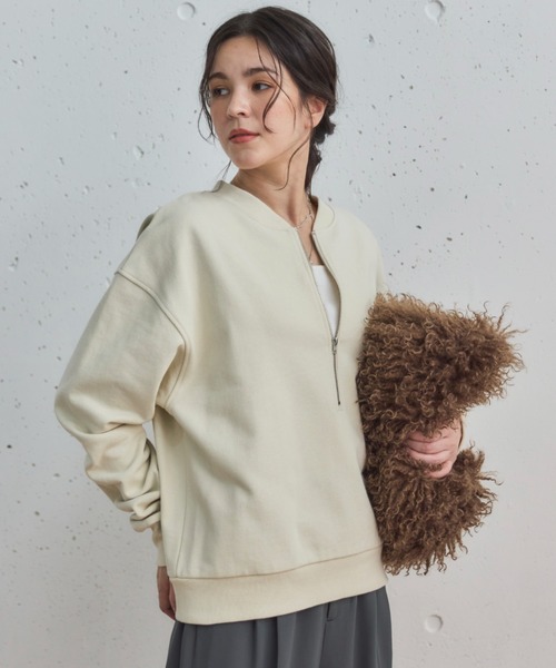 Doux archives（ドゥアルシーヴ）の「USコットンハーフZIPプルオーバー（Tシャツ/カットソー・レディース・グレー/アイボリー/ブラウン/ネイビー・38）」の10枚目の写真