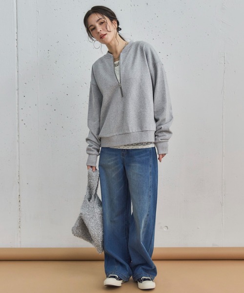 Doux archives（ドゥアルシーヴ）の「USコットンハーフZIPプルオーバー（Tシャツ/カットソー・レディース・グレー/アイボリー/ブラウン/ネイビー・38）」の13枚目の写真