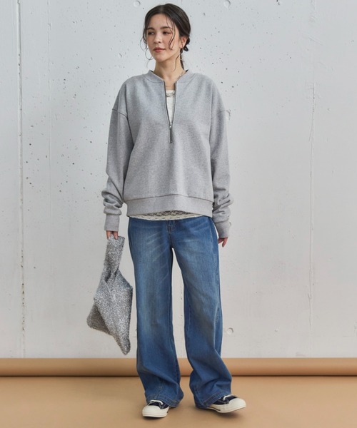 Doux archives（ドゥアルシーヴ）の「USコットンハーフZIPプルオーバー（Tシャツ/カットソー・レディース・グレー/アイボリー/ブラウン/ネイビー・38）」の14枚目の写真