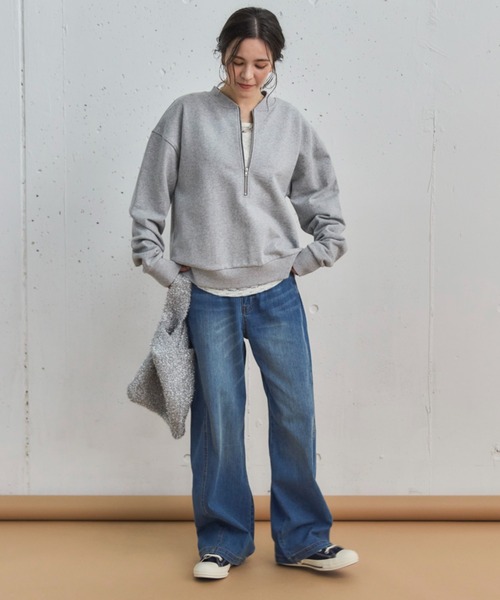 Doux archives（ドゥアルシーヴ）の「USコットンハーフZIPプルオーバー（Tシャツ/カットソー・レディース・グレー/アイボリー/ブラウン/ネイビー・38）」の15枚目の写真