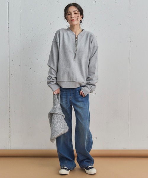 Doux archives（ドゥアルシーヴ）の「USコットンハーフZIPプルオーバー（Tシャツ/カットソー・レディース・グレー/アイボリー/ブラウン/ネイビー・38）」の17枚目の写真