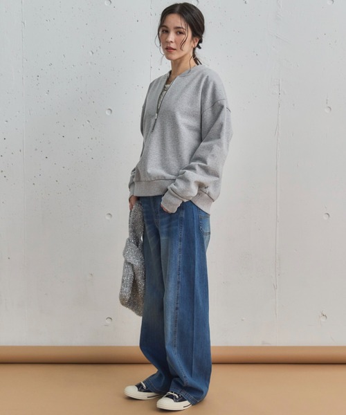 Doux archives（ドゥアルシーヴ）の「USコットンハーフZIPプルオーバー（Tシャツ/カットソー・レディース・グレー/アイボリー/ブラウン/ネイビー・38）」の18枚目の写真