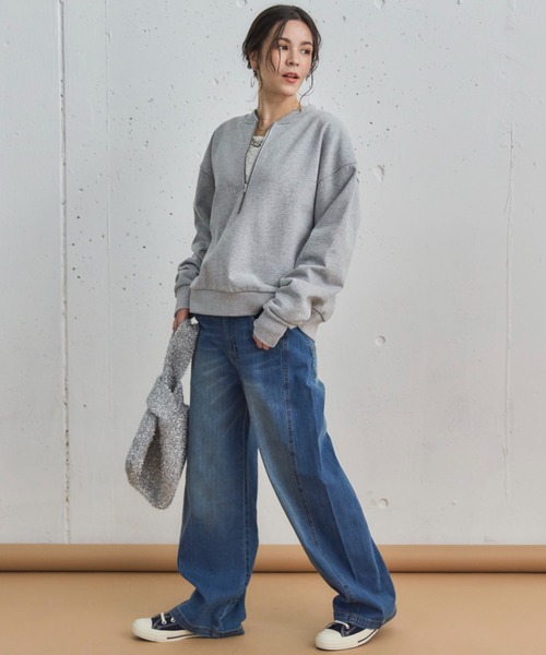 Doux archives（ドゥアルシーヴ）の「USコットンハーフZIPプルオーバー（Tシャツ/カットソー・レディース・グレー/アイボリー/ブラウン/ネイビー・38）」の19枚目の写真