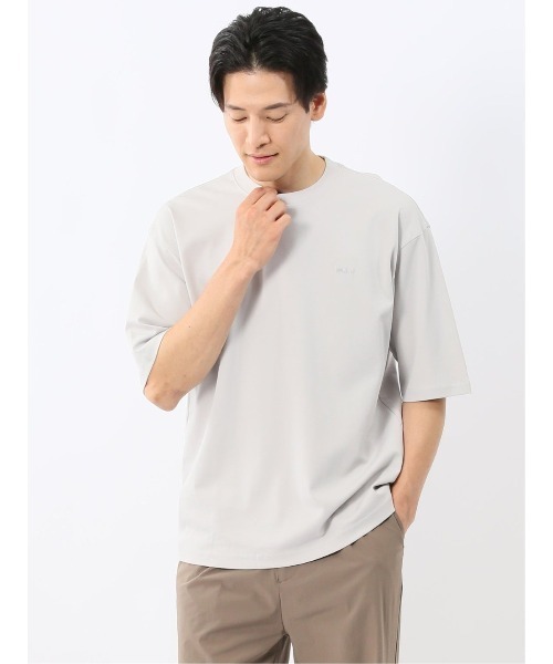 m.f.editorial(エムエフエディトリアル)の「【綿100%】m.f.エディトリアル メンズ ロゴ刺繍 クルーネック 半袖 Tシャツ(Tシャツ/カットソー・メンズ・ホワイト/ライトグレー/ピンク系その他/ブルー・LARGE/MEDIUM)」の1枚目の写真