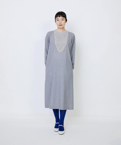 LOISIR（ロワズィール）の「【MTサイズ有り】エステスウールケミカルレース使いワンピース（ワンピース・レディース・ライトグレー/ブラック・M/MT）」の11枚目の写真