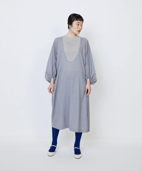 LOISIR（ロワズィール）の「【MTサイズ有り】エステスウールケミカルレース使いワンピース（ワンピース・レディース・ライトグレー/ブラック・M/MT）」の12枚目の写真